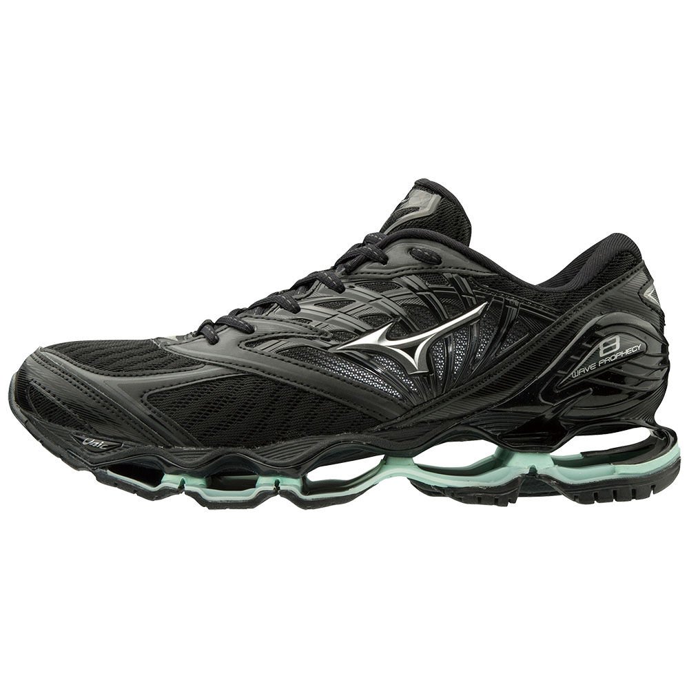 Mizuno Women's Trail Running Shoes WAVE PROPHECY 8 Black/Silver/Green - DOVJCHW-78